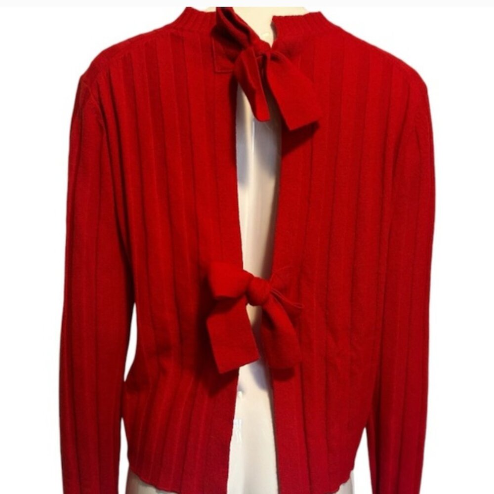 DEREK LAM 10 CROSBY Tie Back Wool Cashmere Sweater Sz S Red
